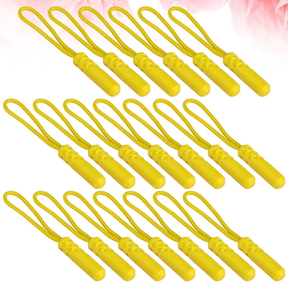 IDEANATEGRATE Pulling Zippers Cylinder Head Zipper Pulls Polyester 20Pack Yellow