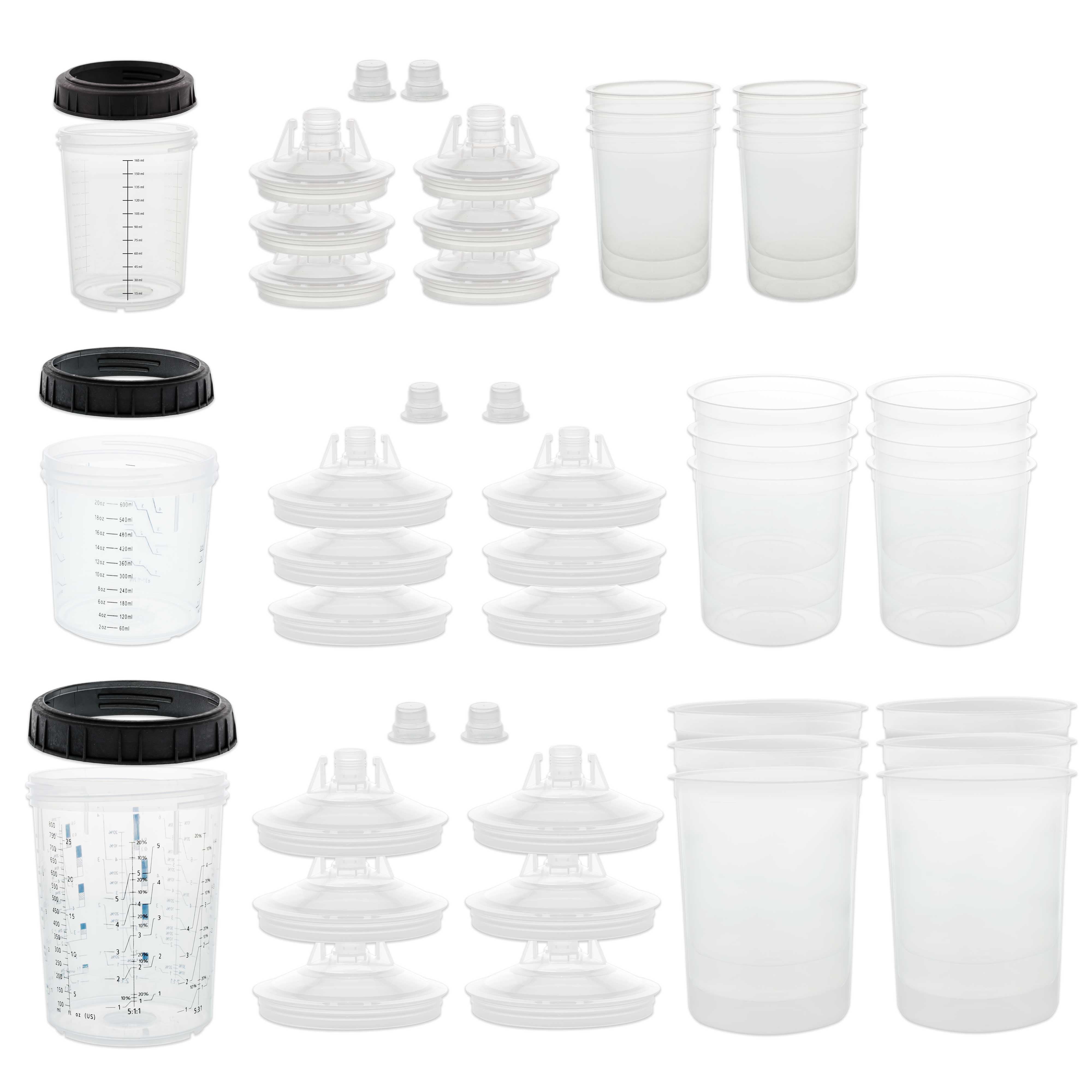 Master 3 Cup Size 6oz, 20oz, 27oz Variety Pack Set, Master Paint System