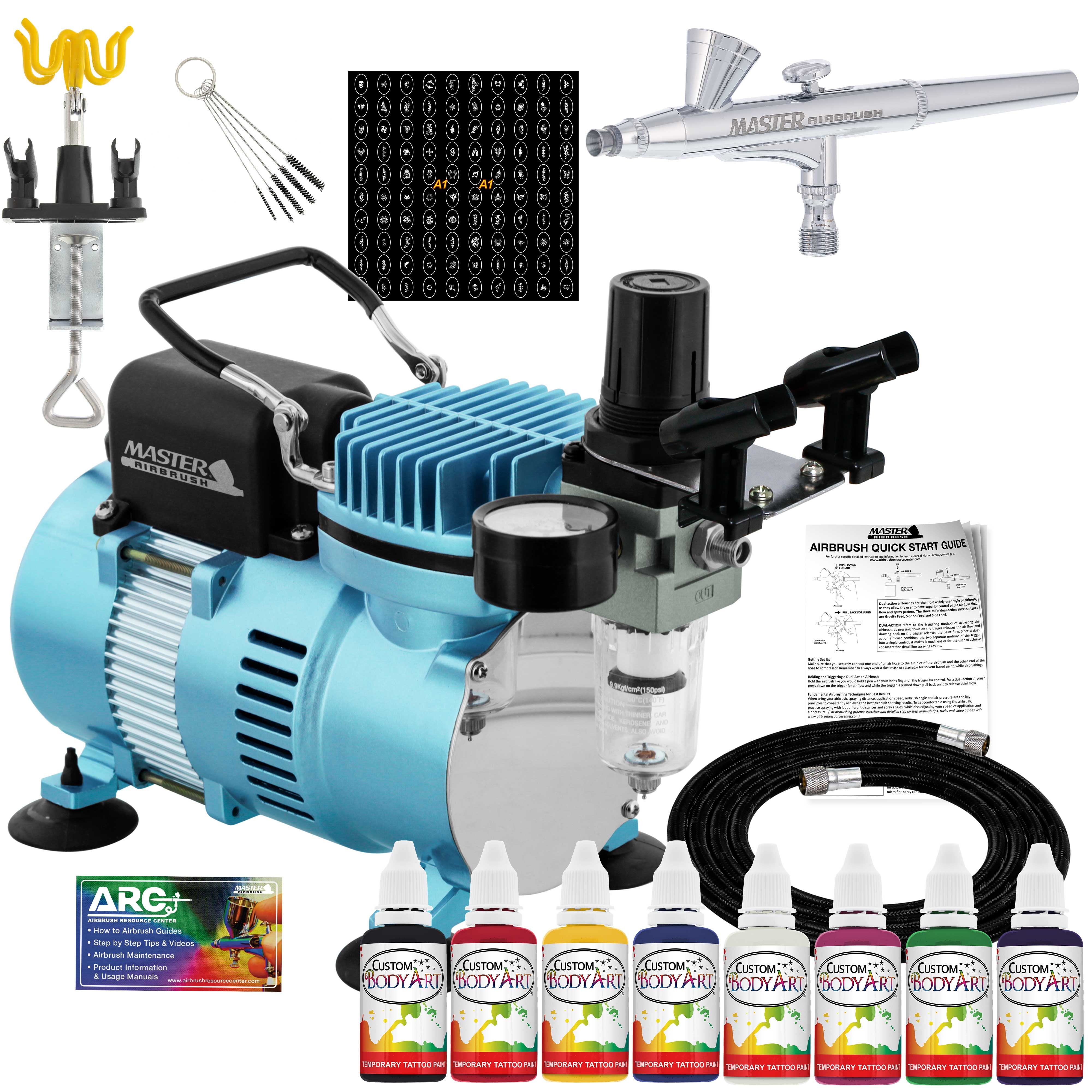 Single Airbrush Compressor Kit Air-Brush Paint Spray Gun Tattoo Makeup Nail  Tool for cake decoration, drawing camouflage outline : Amazon.in: Beauty