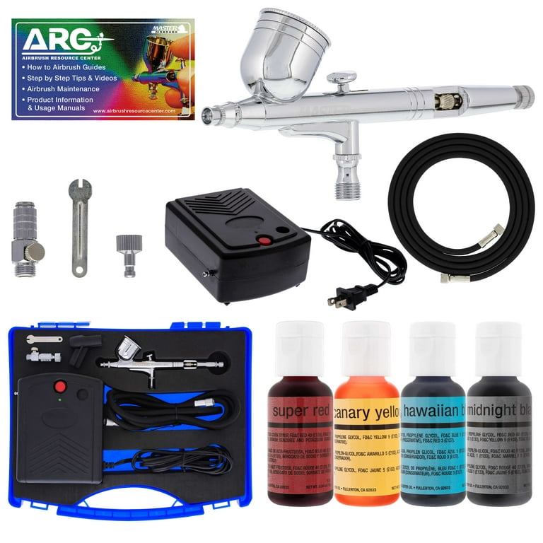 3 Airbrush System 6 Color Paint Kit & Cool Runner Air Compressor  Dual-Action Set 