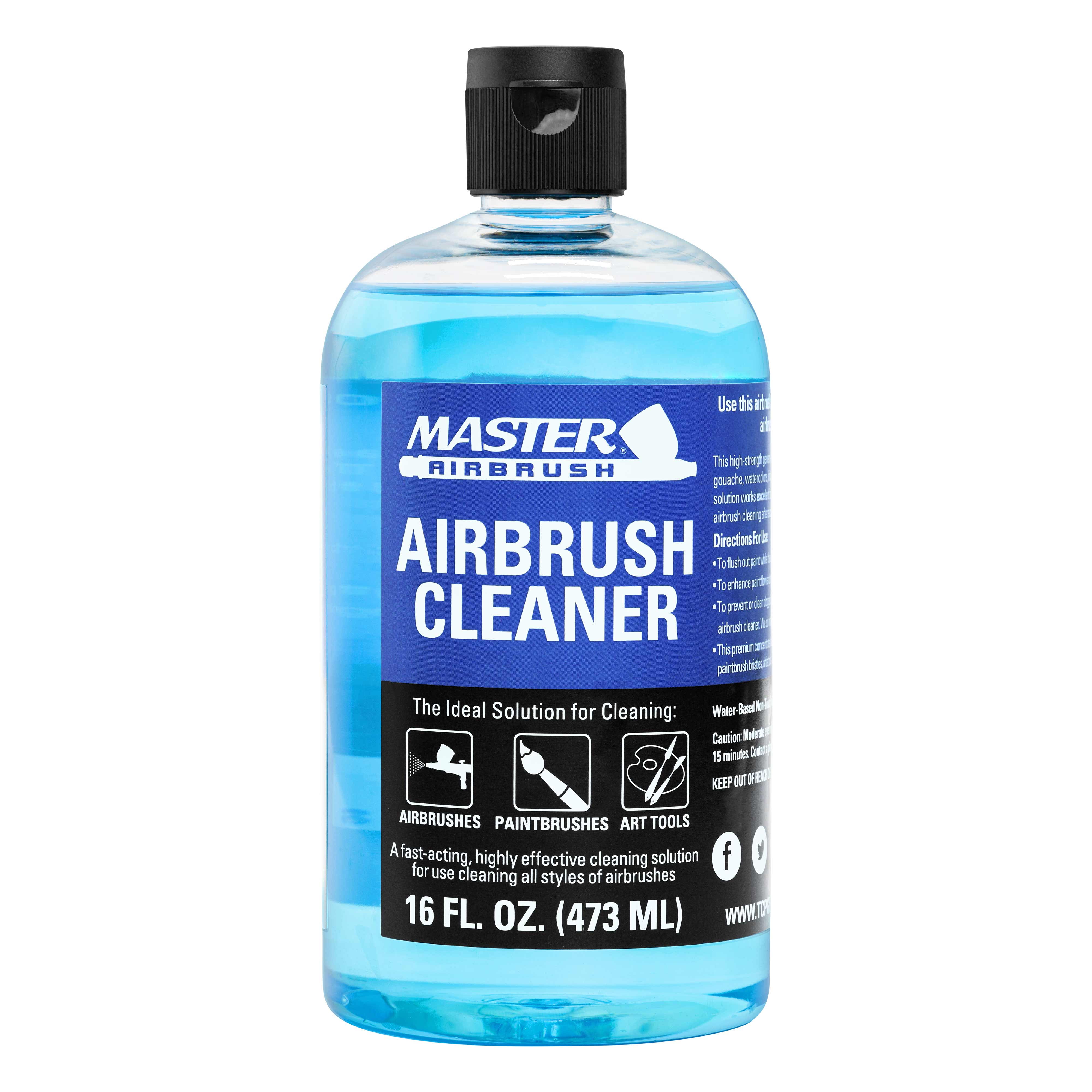 Master Airbrush Cleaner, 16-Ounce Pint Bottle - Fast Acting Cleaning  Solution, Quickly Remove Water-Based Acrylic Paint, Watercolor, Makeup -  Clean Clogged Airbrushes, Brushes, Artist Tools 