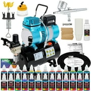 MASTER G22 Multi-purpose Airbrush Kit With Tank Compressor and 6 Air Hose Set, U.S. Art Supply Airbrush Paint, Airbrush Holder, Cleaning Pot, Quick-Connector, Mixing Sticks & Cups