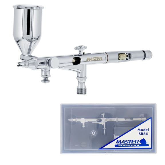 Master Airbrush SB86 High Precision Detail Control Dual-Action Side Feed Airbrush Set Kit with a 0.2mm Fluid Tip, 1/2 oz. Gravity Cup - Spray Auto Graphics, Illustration, Fine Art, Hobby