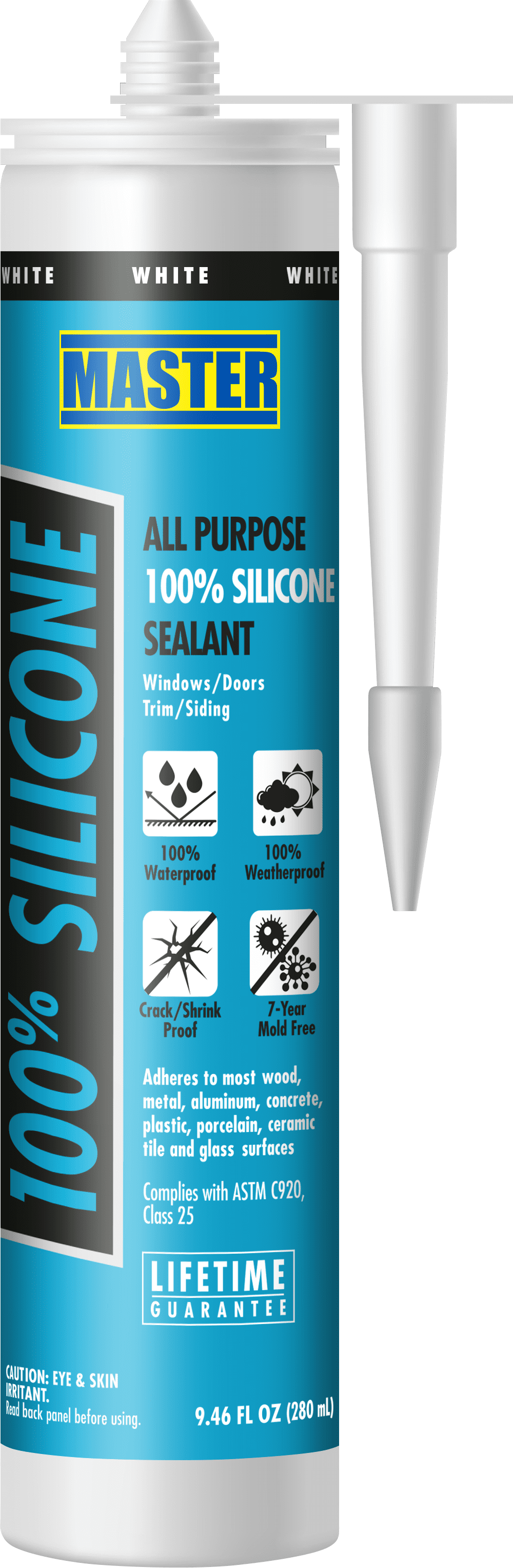 Master All Purpose 100% Silicone Sealant Caulk White 10.14 oz