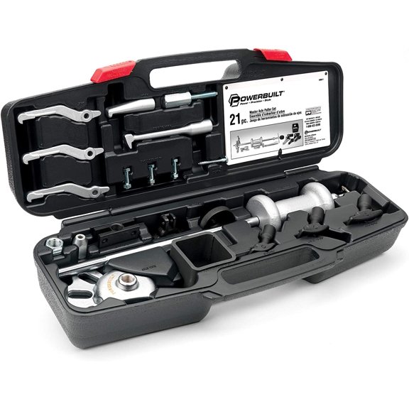 Master Axle Puller Tool Set, Remove Car Front and Rear, Bearings and Seals, Vehicle Repair 21 Piece Kit - 648611, Silver