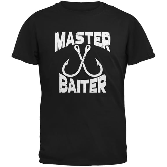 Master Baiter Fishing Black Adult T-Shirt - 2X-Large