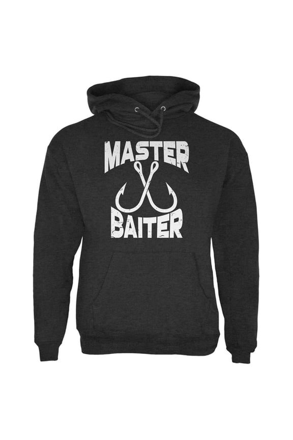 Master Baiter Fishing Joke Mens Hoodie Charcoal Heather X-LG