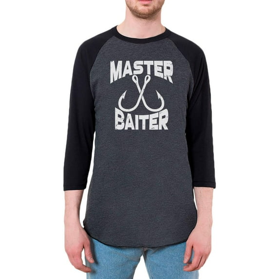 Master Baiter Mens Raglan T Shirt Heather Black-Black MD