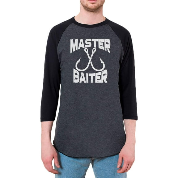 Master Baiter Mens Raglan T Shirt Heather Black-Black X-LG