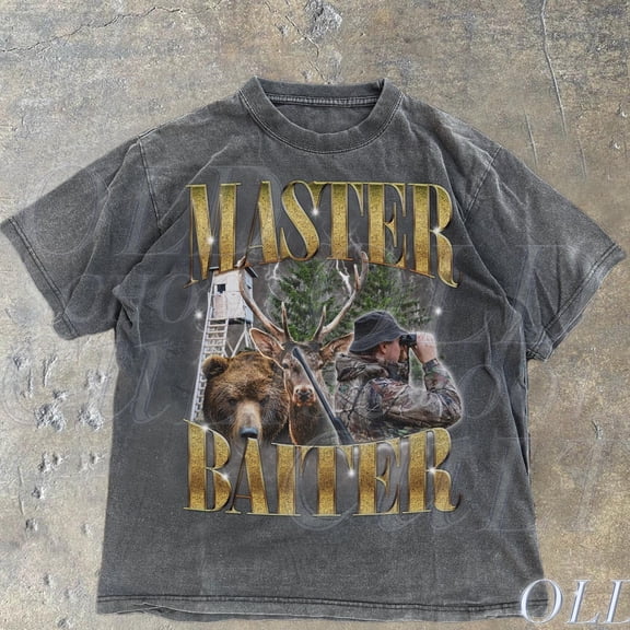 Master Baiter Retro Hunter Graphic T-Shirt, Vintage Deer Hunter Shirt, Tees For Men, Funny Bear Tee, Husband Shirt, Hunting Lovers Dad Gift DARK HEATHER Unisex S-5XL Hot Trending Shirt