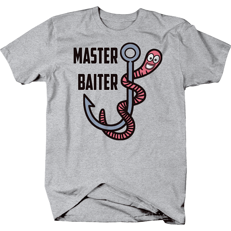 Master Baiter Worm Hook Fishing funny T-Shirt for Men XLarge