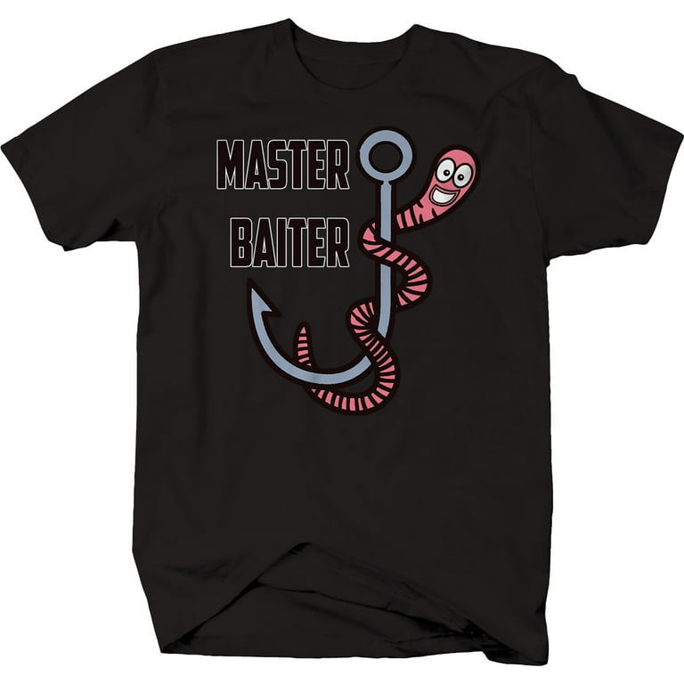 Master Baiter Worm Hook Fishing funny Tshirts for Men XLarge