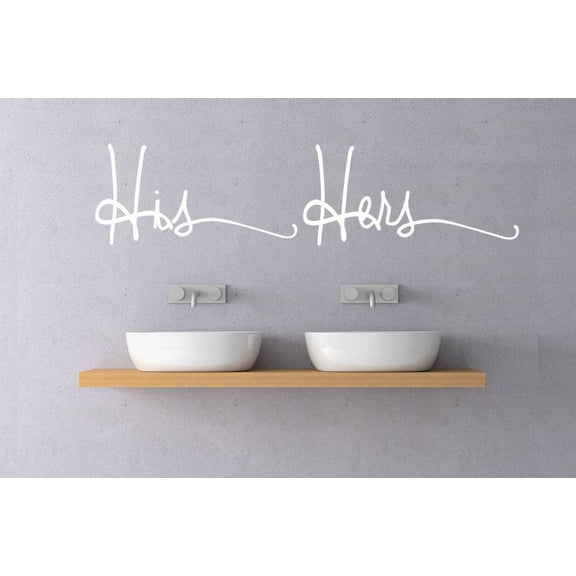 Master Bedroom Décor His Hers Cursive Art Wall Decals Bathroom Stickers White