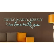 Master Bedroom Quotes Truly, Deeply in Love With You Modern Wall Decals 36x10-Inch Beach House