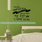 Master Bedroom Wall Sticker Art Wonderful Thing Share Life Heart with You Love Quote 23x18-Inch Black