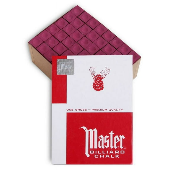 Master Billiard Pool Cue Chalk - 1 Gross - 144 pcs - Made in the USA - Burgundy