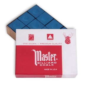 Master Billiard Premium Pool Cue Chalk - 1 Dozen - Made in the USA - Blue