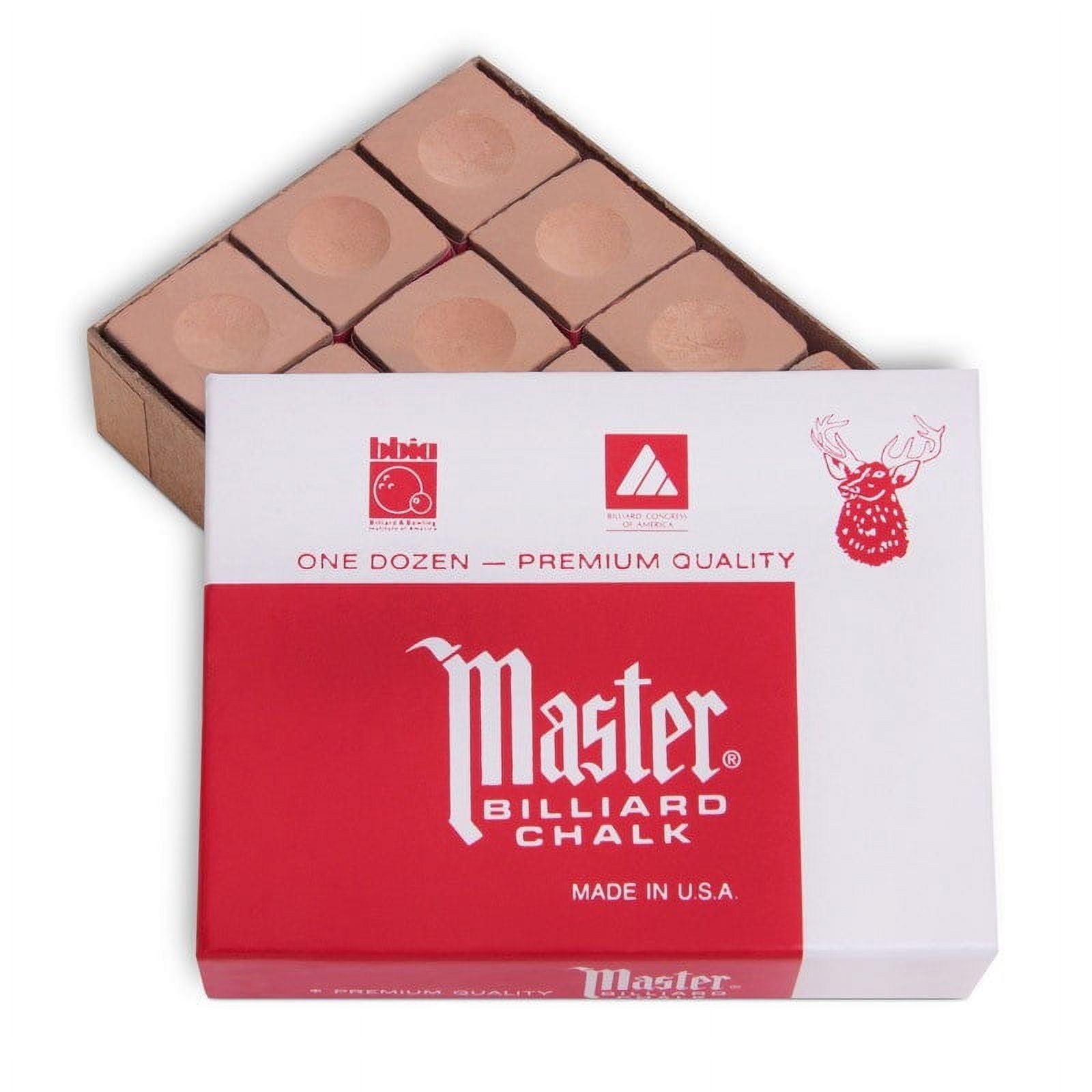 Made in the USA - 2 Boxes of Master Chalk - 24 Pieces for Pool Cues and  Billiards Sticks Tips