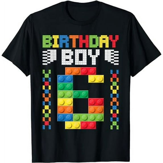 Master Builder 6th Birthday Boys Six Years Building Bricks T-Shirt