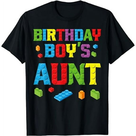 Master Builder Birthday Boy's Aunt Building Bricks Blocks T-Shirt
