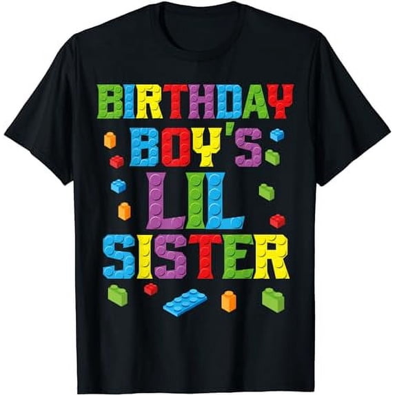 Master Builder Birthday Boy's Lil Sister Building Bricks T-Shirt