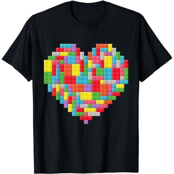 Master Builder Block Brick Building Heart Valentines Day Boy T-Shirt