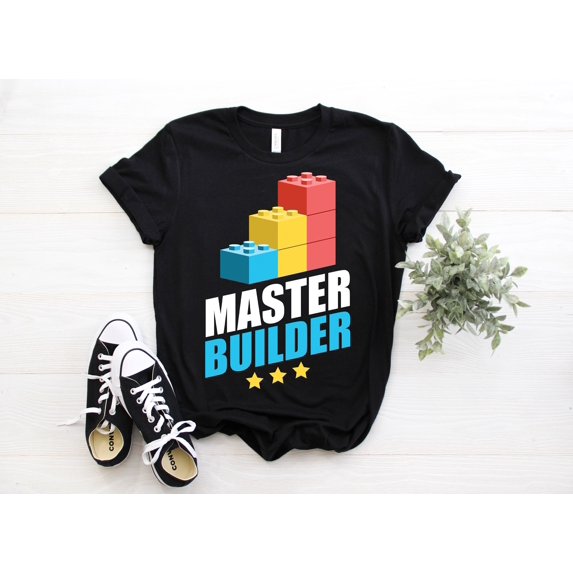 Master Builder Building Blocks Brick Builders Toys Gift T-Shirt, Cool Funny Playing Build Builders Kids Youth Children Toddler Cute Present,