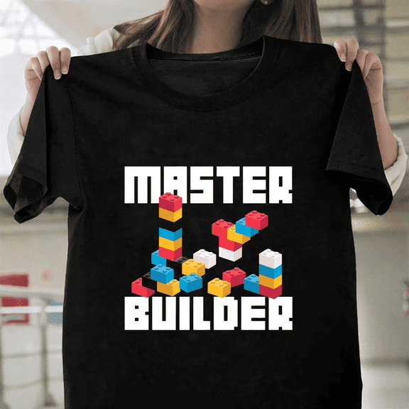 Master Builder Building Blocks Brick Toys Graphic Art Unisex T-Shirt, S-3XL