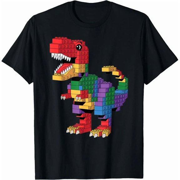 Master Builder Building Bricks Dinosaur Rex Men Gift Idea For Special Celebrations T-Shirt, Size S-5XL