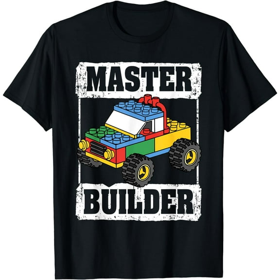 Master Builder Funny Block Brick Building Toys Boys T-Shirt