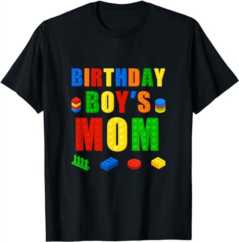 Master Builder Mom Birthday Boy Building Bricks Blocks T-Shirt ...