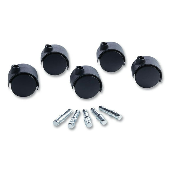 Master Caster Deluxe Duet Nylon 2" Twin Wheel Casters, Matte Black, 5 Count