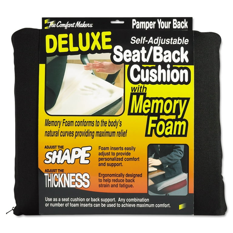 The ComfortMakers Deluxe Seat/Back Cushion, Memory Foam, 17 x 2.75 x 17.5, Black The ComfortMakers Deluxe Seat/Back Cushion, Memory Foam, 17 x 2.75 x 17.5, Black