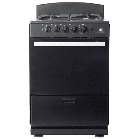 Master-Chef - 24" Black B Gas Space Saver Range with 3.0 CFT Oven Capacity - Italian SABAF Sealed Burners, 1 Ultra-Fast and 3 Fast – Easy to Clean, Iron Grates, and Cool Knobs CSA Certified