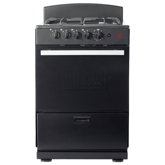 Master-Chef - 24" Black R Gas Space Saver Range with 3.0 CFT Oven Capacity - Italian SABAF Sealed Burners, 1 Ultra-Fast and 3 Fast  Easy to Clean, Iron Grates, and Cool Knobs CSA Certified