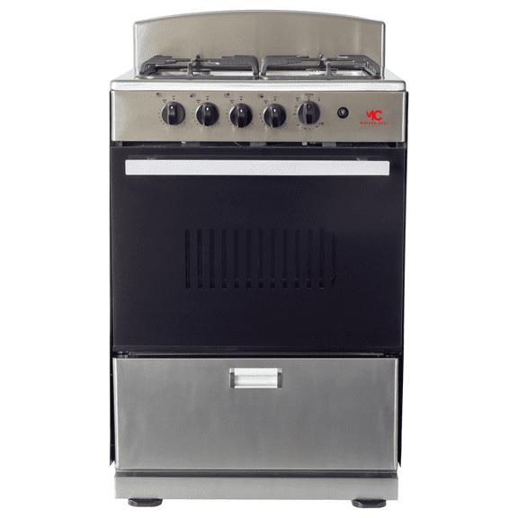 Master-Chef - 24" Stainless Steel R Gas Space Saver Range with 3.0 CFT Oven Capacity - Italian SABAF Sealed Burners, 1 Ultra-Fast and 3 Fast  Easy to Clean, Iron Grates, and Cool Knobs CSA Certified