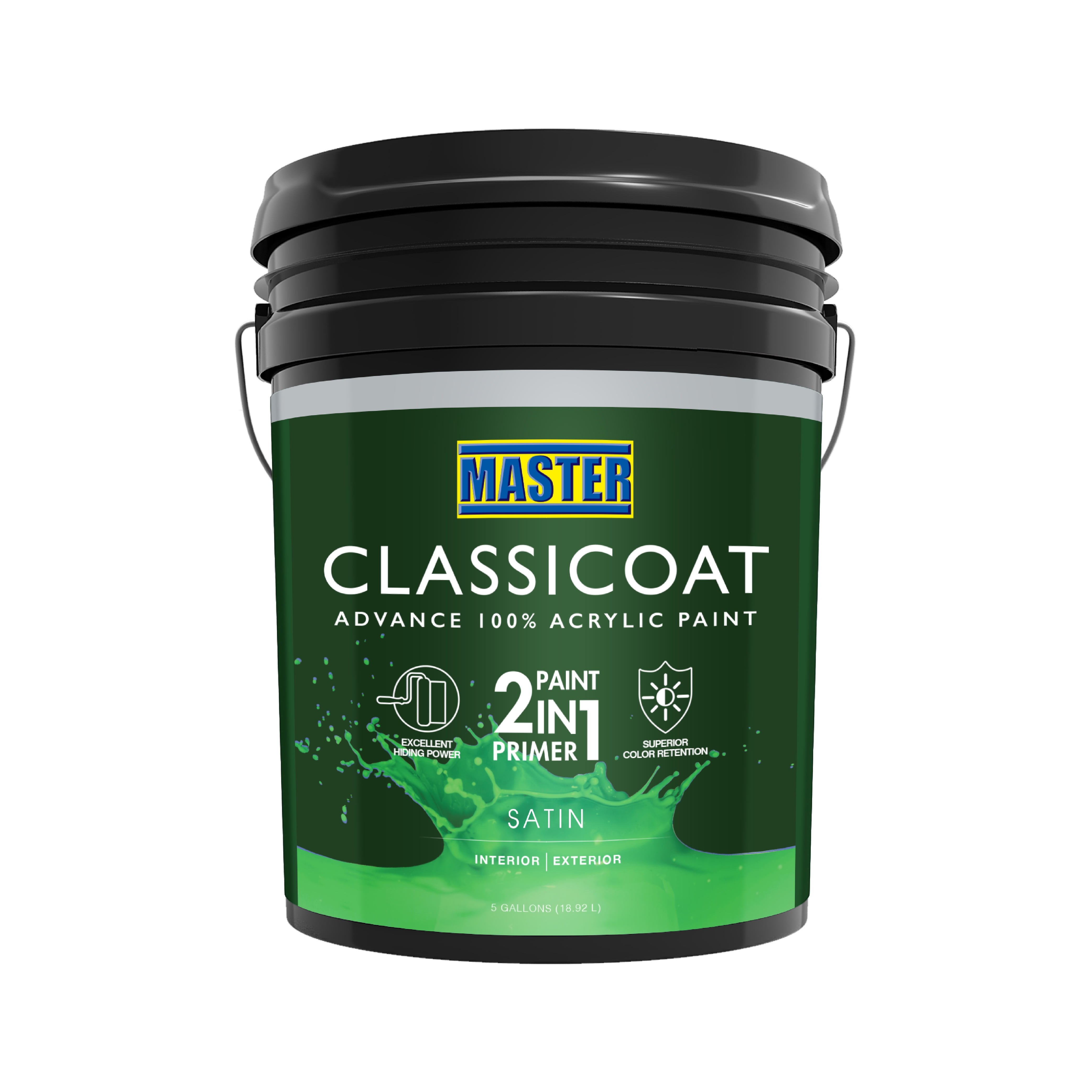 Master Classicoat 2in1 Paint and Primer Interior/Exterior Satin, White, 5 gal