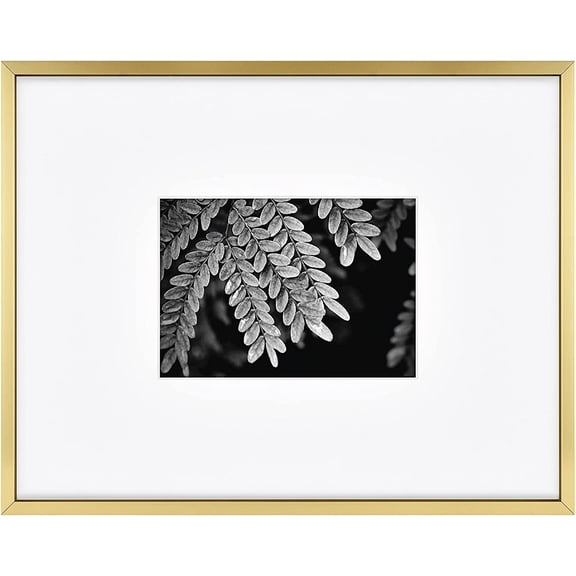 Master & Co. Foundry Metal 11x14 Matted Picture Frame with 5x7 Photo Display, Brass Vertical & Horizontal Wall Hanging Frame for Photos & Artwork (1-Pack)