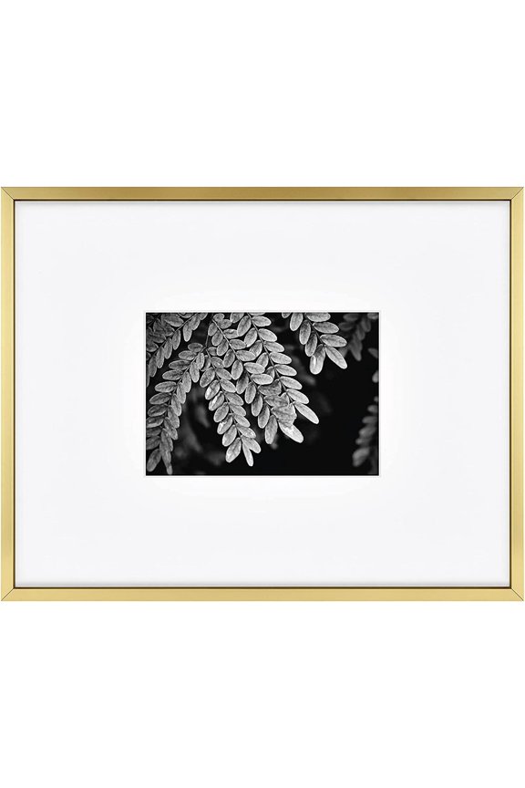Master & Co. Foundry Metal 11x14 Matted Picture Frame with 5x7 Photo Display, Brass Vertical & Horizontal Wall Hanging Frame for Photos & Artwork (1-Pack)