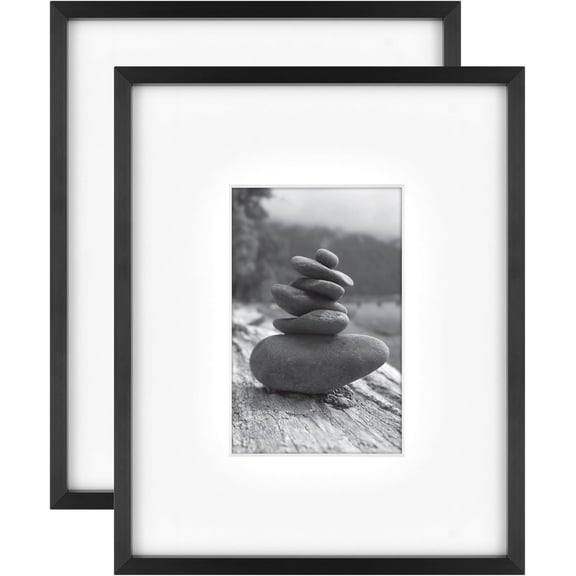 Master & Co. Foundry Metal 8x10 Matted Picture Frame with 4x6 Photo Display, Black Vertical & Horizontal Wall Hanging Frame for Photos & Artwork (2-Pack)