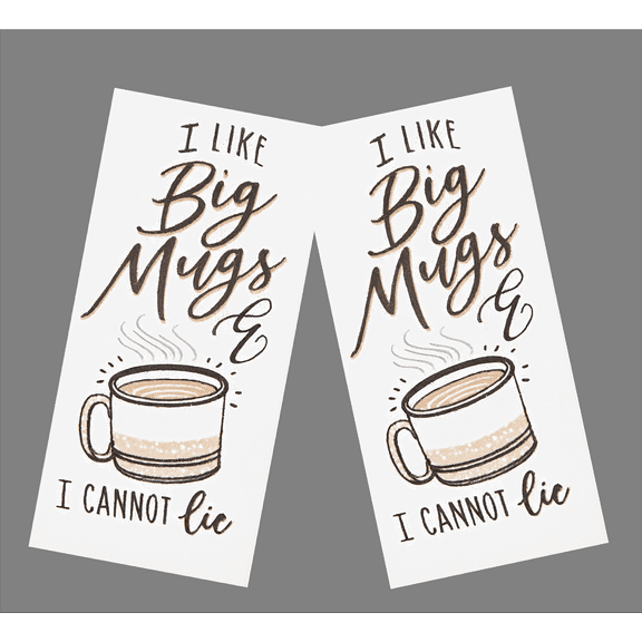 Master Cuisine Kitchen Towel 2 Piece Set, Big Coffee Mugs, White Absorbent Cotton