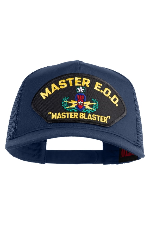 Master E.O.D Master Blaster Patched Solid Cotton Twill 5 panel Mesh Back Cap - Navy OSFM