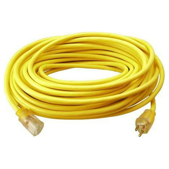 Master Electrician 02589ME Extension Cord, 12/3 SJTW-A, Yellow Round Vinyl, Lighted End, 100 Ft. - Quantity 4