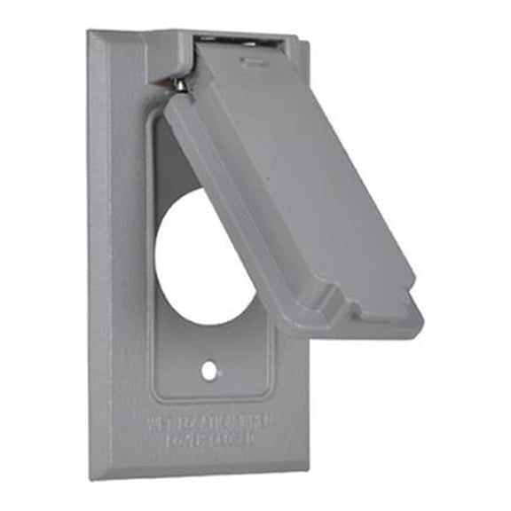 Master Electrician 1C-SVX Weatherproof Single-Receptacle Flip Cover, Gray - Quantity 12