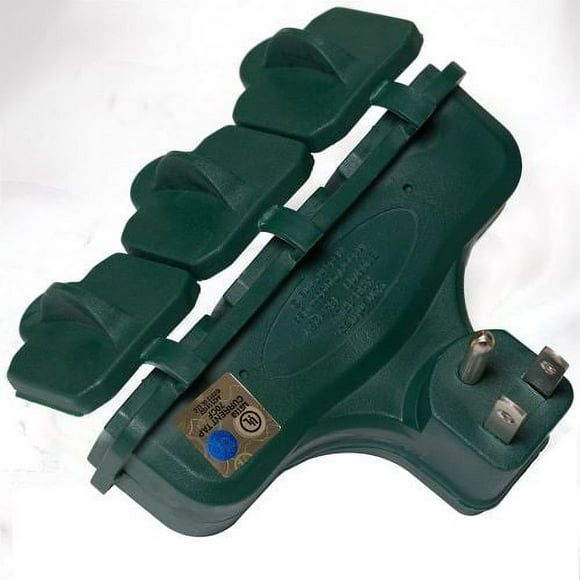 Master Electrician KAB-3FLU Green Outdoor 3-Way Electrical Outlet Plug Adapter With Weatherproof Covers - Quantity of 1