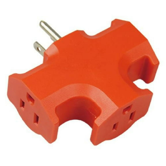 Master Electrician KAB-3FT Heavy Duty Orange Electrical 3-Way Grounded Outlet Adapter - Quantity of 4