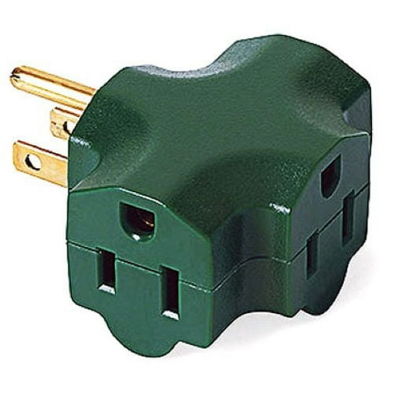 Master Electrician KAB3FT-1 Green 3-Way Outlet Heavy Duty Ground Indoor Electrical Plug Adapter - Quantity of 8