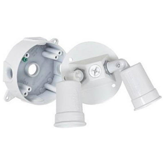 Master Electrician LCR23N2-W Double Floodlight Holder Kit, White - Quantity 2