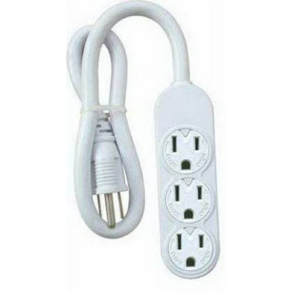 Master Electrician PS-304 White Mini 3 Outlet Power Strip With Rotate Covers - Quantity of 24