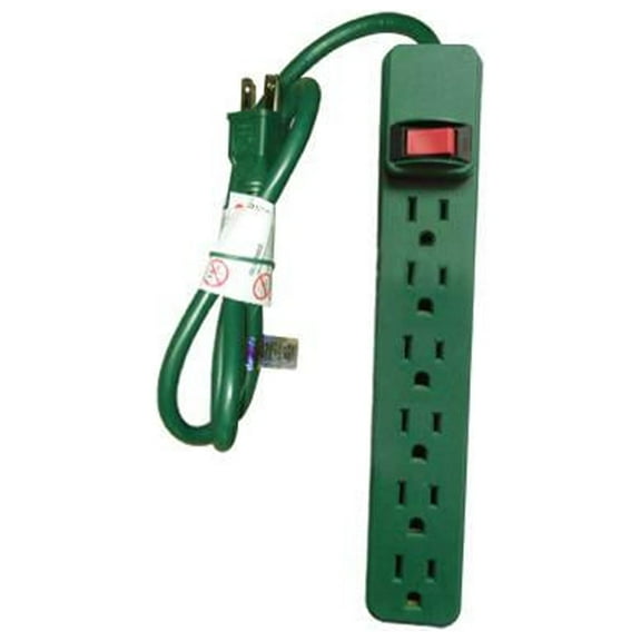 Master Electrician PS-669G 6-Outlet Power Strip, Green - Quantity 12